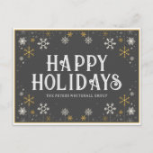 Carte Postale Vacances simples et heureux Snowflake Gold Grey Bu (Devant)
