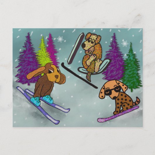 Carte Postale Vacances Ski Puppy (Devant)