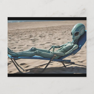Carte Postale vacances vacances alien détente sur la plage
