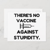 Carte Postale Vaccin Contre La Stupidité (Devant / Derrière)