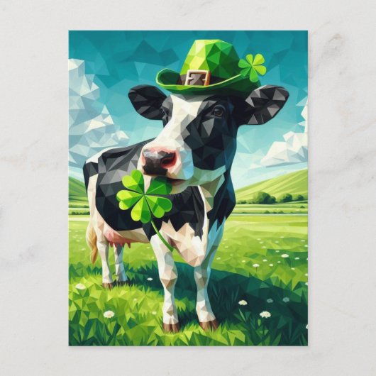 Carte Postale Vache adorable de la Saint-Patrick (Devant)