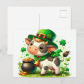 Carte Postale Vache adorable de la Saint-Patrick (Devant / Derrière)