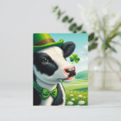 Carte Postale Vache adorable de la Saint-Patrick avec trèfle dan (Debout devant)
