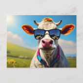 Carte Postale Vache avec lunettes de soleil (Devant)