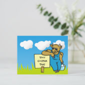 Carte Postale Vache avec signe (Debout devant)
