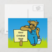 Carte Postale Vache avec signe (Devant / Derrière)