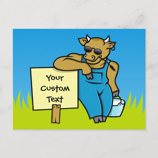 Carte Postale Vache avec signe (Devant)