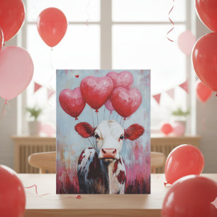 Carte Postale Vache ballon Saint-Valentin