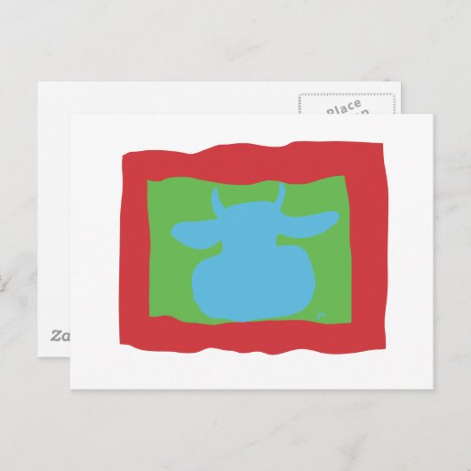 CARTE POSTALE VACHE BLEUE (Devant / Derrière)