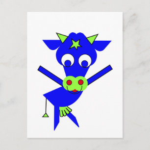Carte Postale Vache bleue