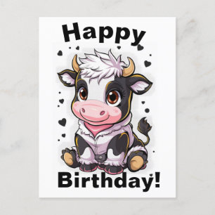 Carte Postale Vache caricaturale mignonne aux grands yeux expres