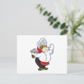 Carte Postale Vache comme serveur avec assiette servante (Debout devant)