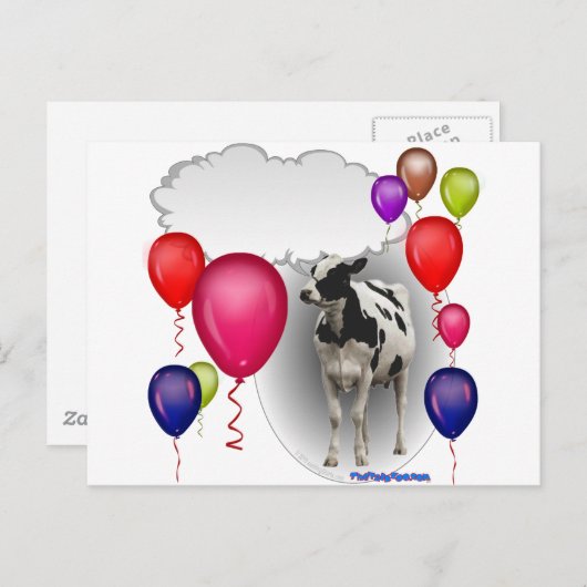 Carte Postale vache d'anniversaire (Devant / Derrière)