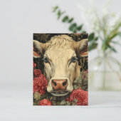Carte Postale Vache dans les fleurs (Debout devant)