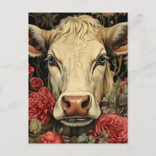 Carte Postale Vache dans les fleurs