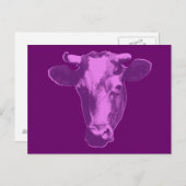 Carte Postale Vache d'art pop rose et violet (Devant / Derrière)