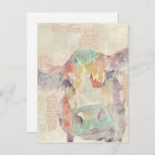 Carte Postale Vache de collage de la ferme aquarelle (Devant / Derrière)