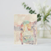 Carte Postale Vache de collage de la ferme aquarelle (Debout devant)