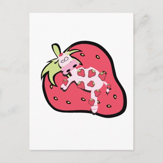 Carte Postale Vache de fraise rose (Devant)