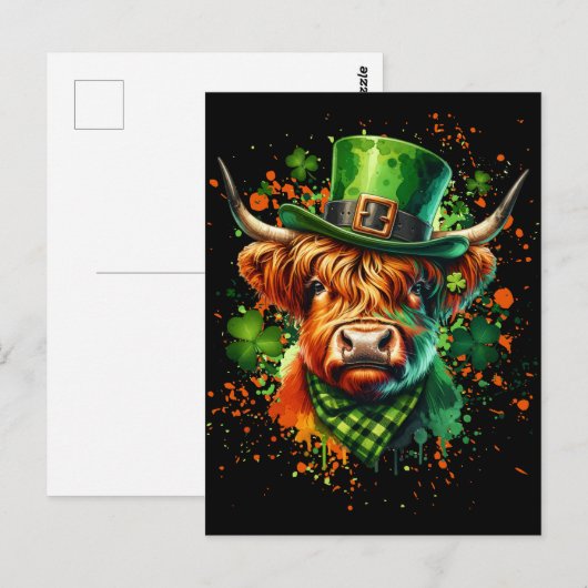 Carte Postale Vache de la Saint-Patrick (Devant / Derrière)