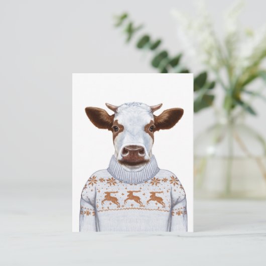 Carte Postale Vache de Noël (Debout devant)