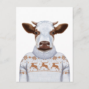 Carte Postale Vache de Noël