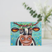 Carte Postale Vache de Noël drôle (Debout devant)