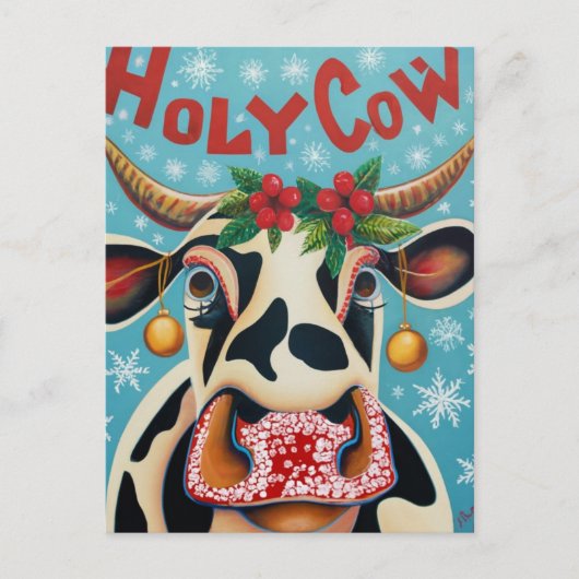 Carte Postale Vache de Noël drôle (Devant)