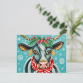 Carte Postale Vache de Noël drôle (Debout devant)