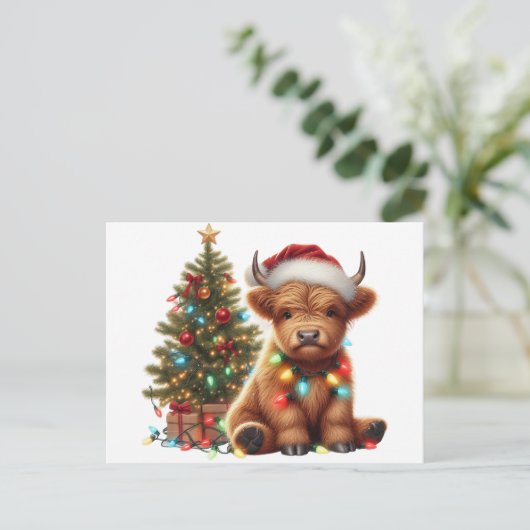 Carte Postale Vache de Noël Highland (Debout devant)