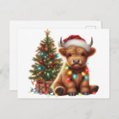 Carte Postale Vache de Noël Highland (Devant / Derrière)