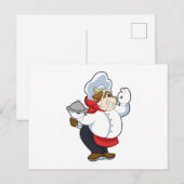 Carte Postale Vache de serveur avec assiette de service (Devant / Derrière)