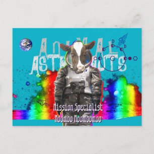 Carte Postale Vache des astronautes animaux