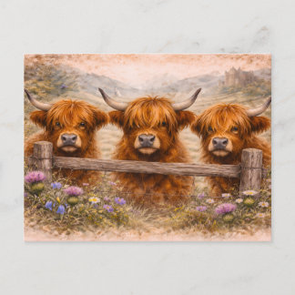 Carte Postale Vache des Highlands - Animaux à l'aquarelle