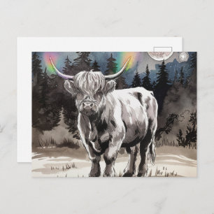 Carte Postale Vache des Highlands dans la forêt