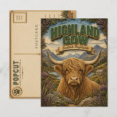 Carte Postale Vache des Highlands Écosse POPCUT (Devant / Derrière)