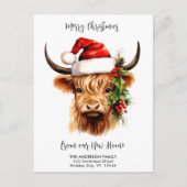 Carte Postale Vache des Highlands Fête Nouvelle Maison Joyeux No (Devant)