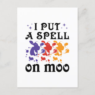 Carte Postale Vache d'Halloween Je mets un sort sur Moo