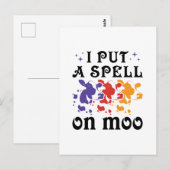Carte Postale Vache d'Halloween Je mets un sort sur Moo (Devant / Derrière)