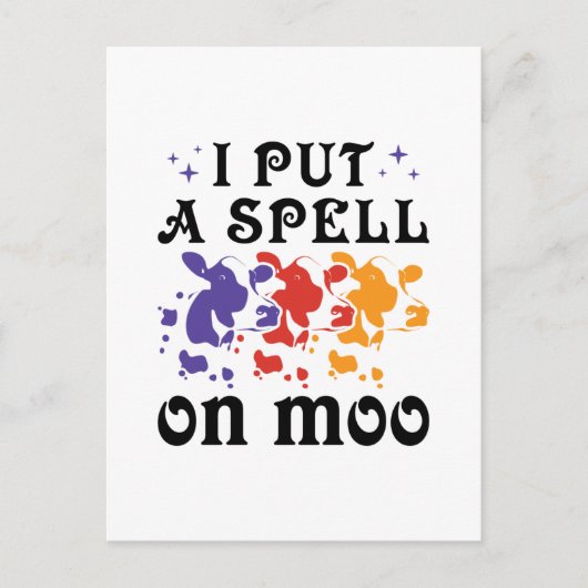 Carte Postale Vache d'Halloween Je mets un sort sur Moo (Devant)