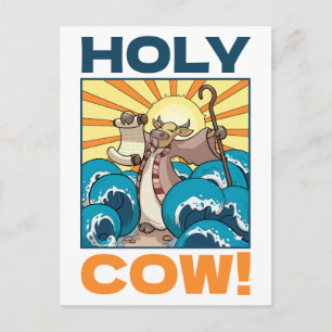 Carte Postale Vache drôle Sainte Vache ! Jeu de mots visuel Dess