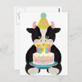 Carte Postale vache du jour d'anniversaire (Devant / Derrière)