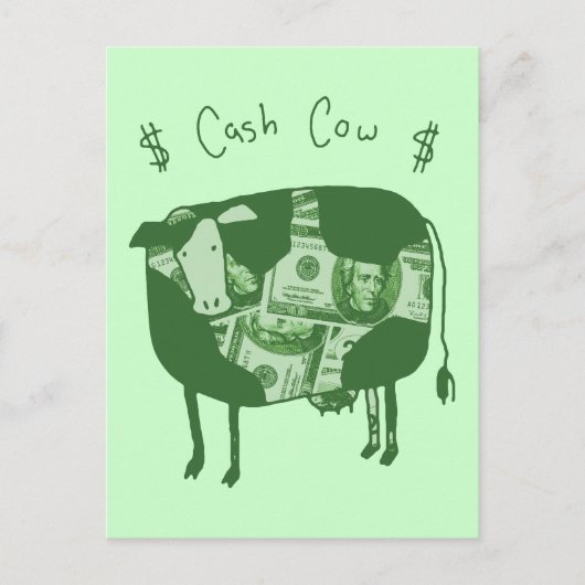 Carte Postale Vache en espèces (Devant)