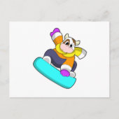 Carte Postale Vache en snowboard avec snowboard (Devant)