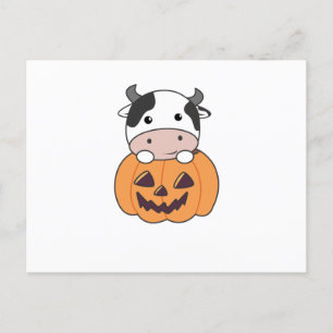 Carte Postale Vache En Vaches mignonnes Citrouilles Bonne Hallow