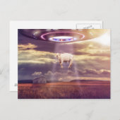Carte Postale Vache enlevée par des Aliens Imaginaire Art (Devant / Derrière)