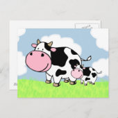 Carte Postale Vache et bébé (Devant / Derrière)