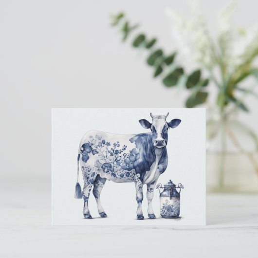Carte Postale Vache et pot de lait (Debout devant)