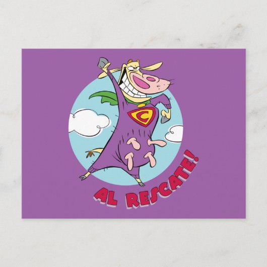 Carte Postale Vache et poulet Super Vache Al Rescate! (Devant)