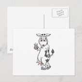 Carte Postale vache idiote buvant du lait (Devant / Derrière)